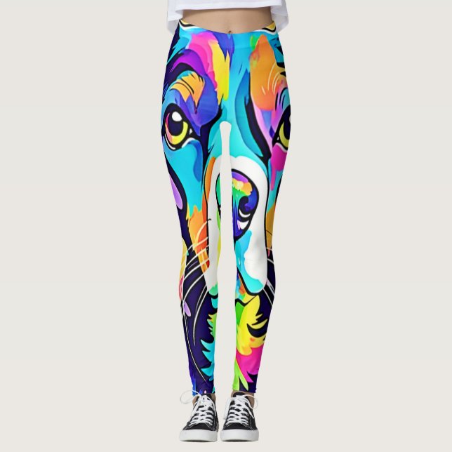 Rainbow Dog Portrait Design  Leggings (Front)