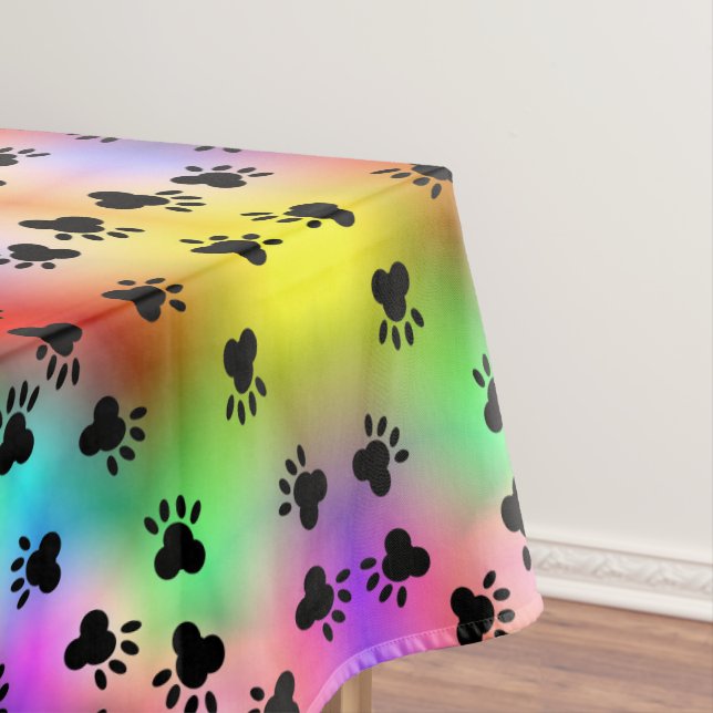 Rainbow Dog Prints Tablecloth (In Situ)