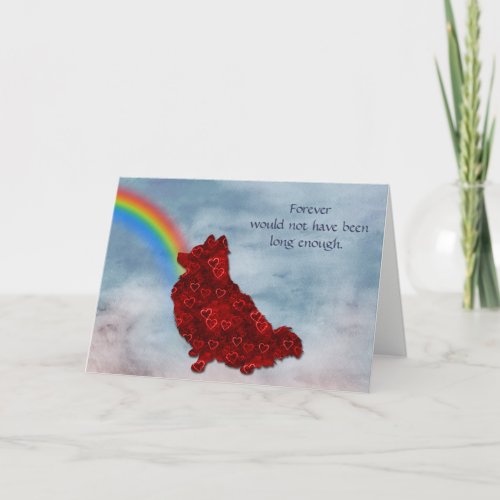 Rainbow Dog Red Hearts Sympathy Card