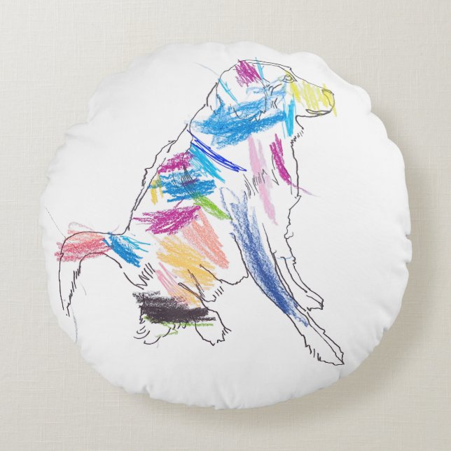 Rainbow Dog Throw Pillow (Front)
