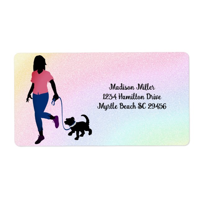 Rainbow Dog Walker/ Pet Sitter  Shipping Label (Front)