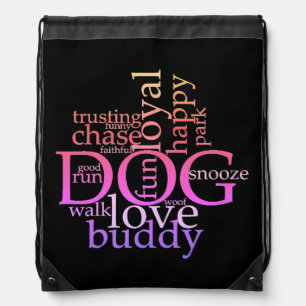 Rainbow Dog Word Art  Drawstring Bag