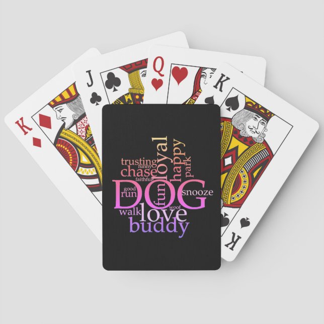 Rainbow Dog Word Art   Poker Cards (Back)