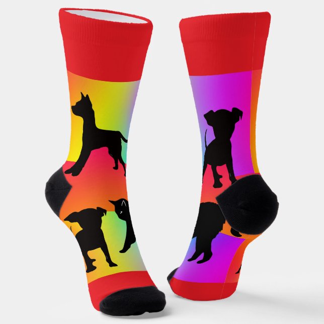 Rainbow Dogs And Cats  Socks (Angled)