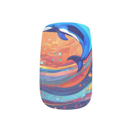 Rainbow dolphin minx nail art