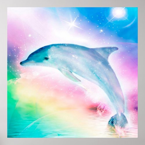 Rainbow Dolphin Poster