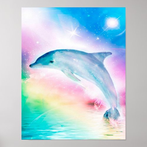 Rainbow Dolphin Poster
