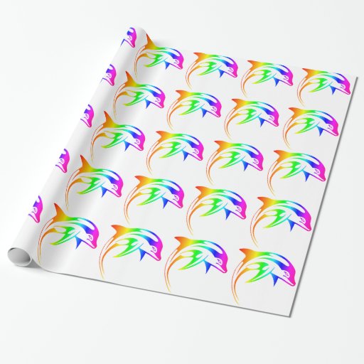 Rainbow Dolphin Wrapping Paper | Zazzle