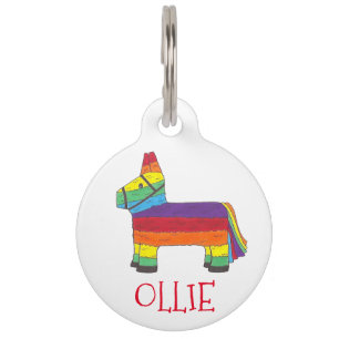 Rainbow Donkey Piñata Birthday Party Fiesta Pride Pet ID Tag