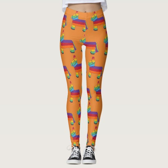 rainbow donkey pinata birthday party fiesta print leggings zazzle com