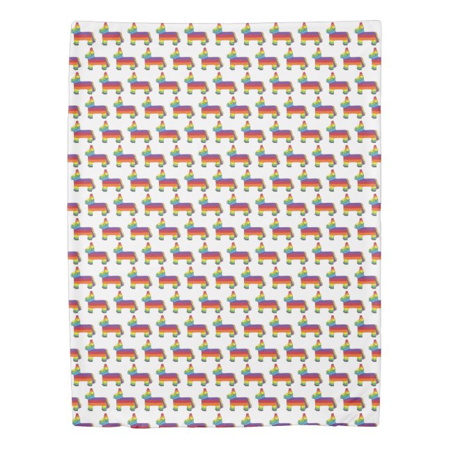 Rainbow Donkey Piñata Cinco De Mayo Party Animal Duvet Cover (Front)
