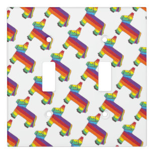 Rainbow Donkey Piñata Cinco De Mayo Party Animal Light Switch Cover