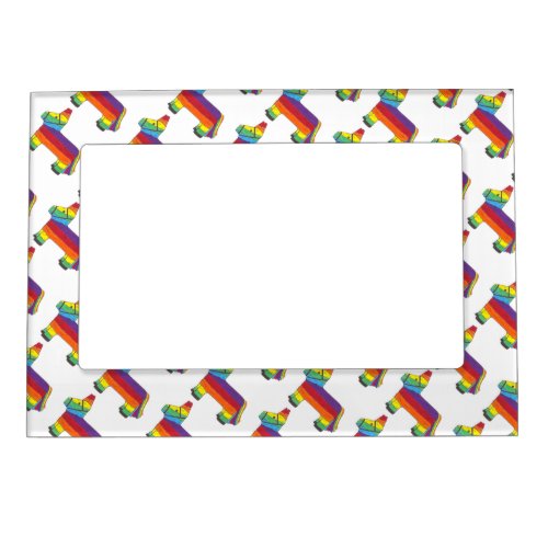 Rainbow Donkey Piata Fiesta Birthday Party Pride Magnetic Picture Frame