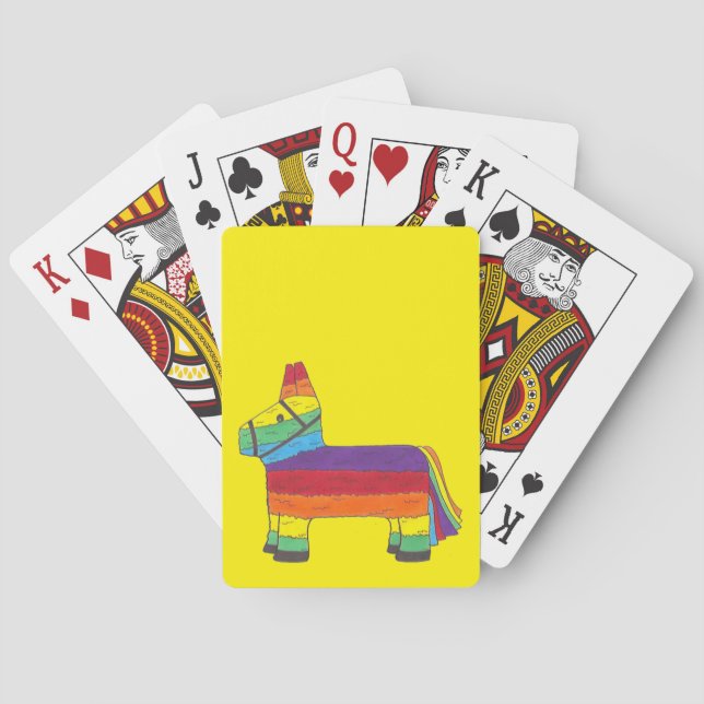 Rainbow Donkey Piñata Fiesta Birthday Party Pride Poker Cards (Back)