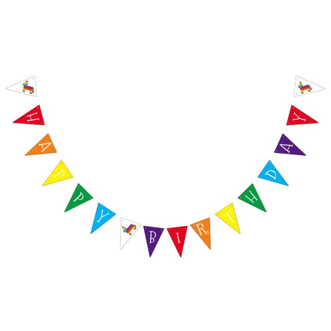 Rainbow Donkey Pinata Piñata Fiesta Party Animal Bunting Flags (All)