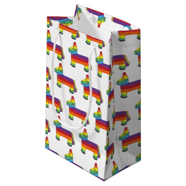 Rainbow Donkey Pinata Piñata Fiesta Party Animal Small Gift Bag (Front Angled)