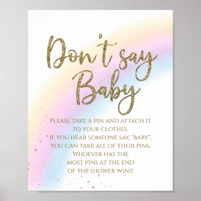 Don't Say Baby Game Instant Download Pastel Purple Don't Say Baby Sign Clothespin Game Baby Shower Game Sign Baby Shower Game