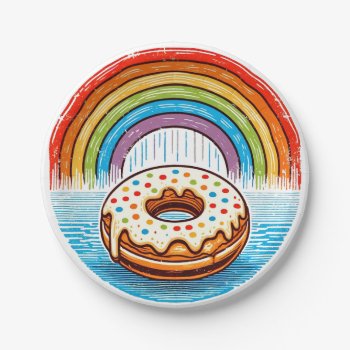 Rainbow Donut                                      Paper Plates by Hipster_Farms at Zazzle