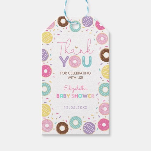 Rainbow Donuts Baby Shower Donut Thank You Gift Tags