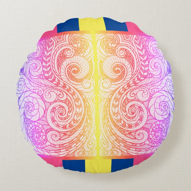 Rainbow Doodle Art Floor Pillow (Front)