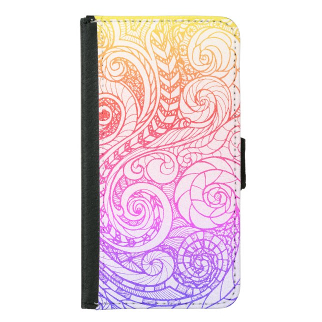 Rainbow Doodle Galaxy S5 Wallet Case (Front)