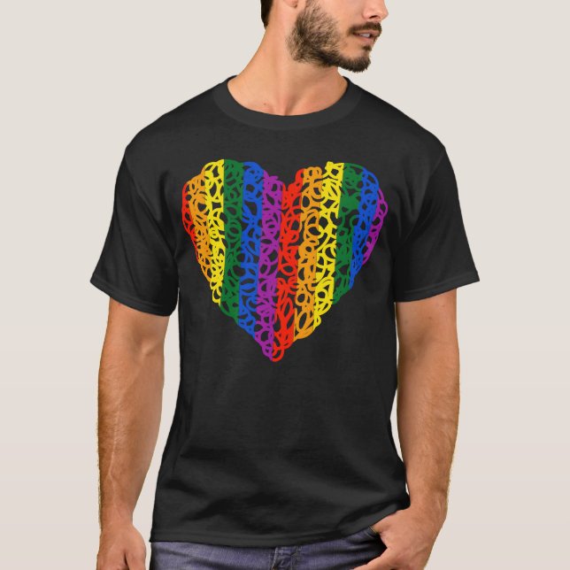 Rainbow Doodle Heart family T-Shirt (Front)