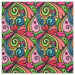 Rainbow Doodle Hearts Seamless Colorful Fabric