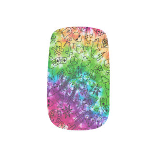 Rainbow Doodle Minx Nail Art