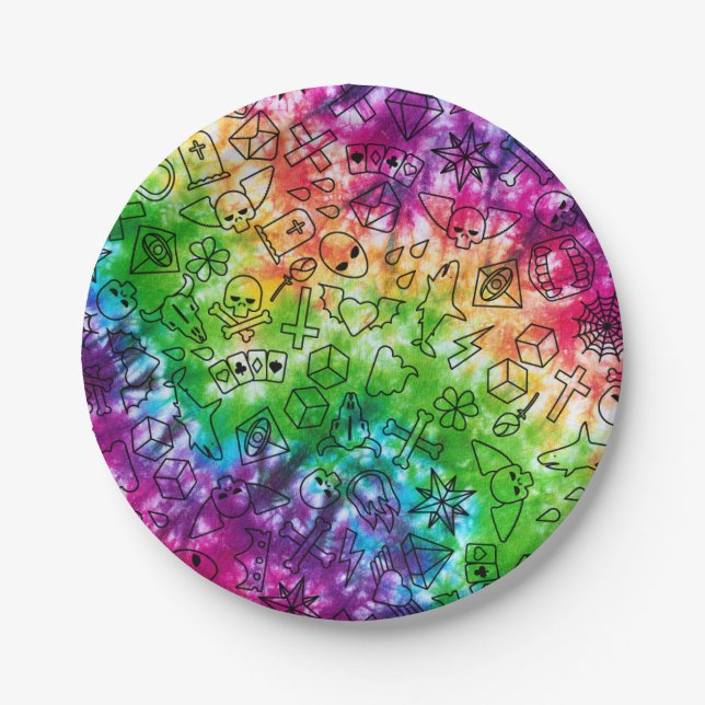 Rainbow Doodle Paper Plates (Front)