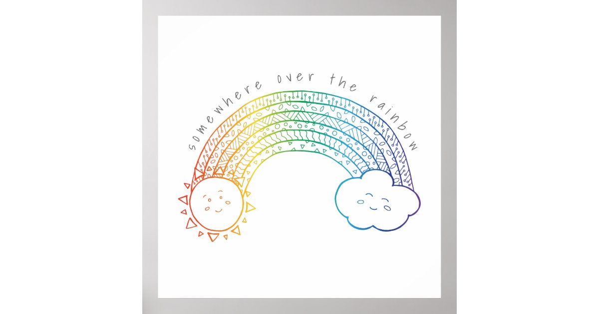 Rainbow Doodle Print | Zazzle