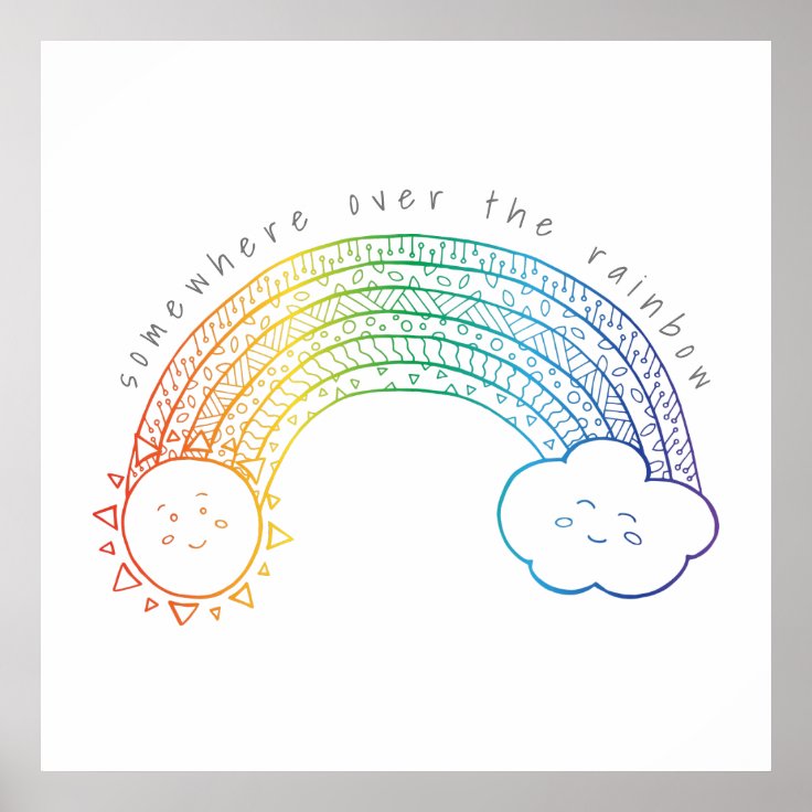 Rainbow Doodle Print | Zazzle