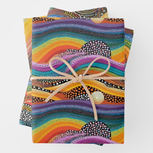 Rainbow dot art style wrapping paper