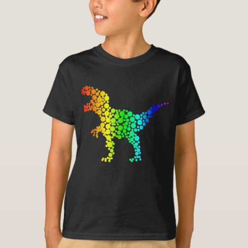 Rainbow Dot Day T Rex Lover T_Shirt