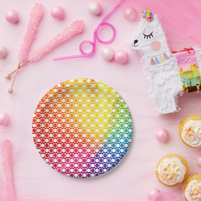 Rainbow Dot Paper Plates (Party)