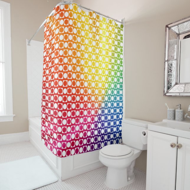 Rainbow Dot Shower Curtain (In Situ)
