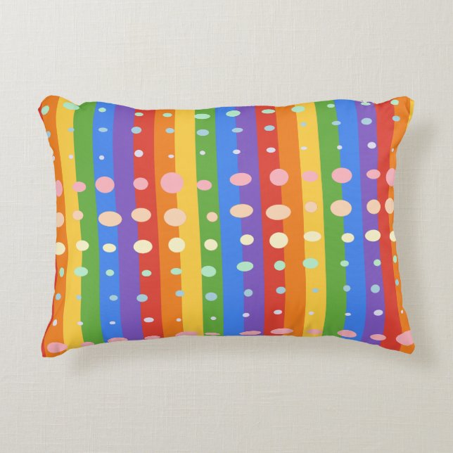 RAINBOW DOT SRIPES ACCENT PILLOW (Front)