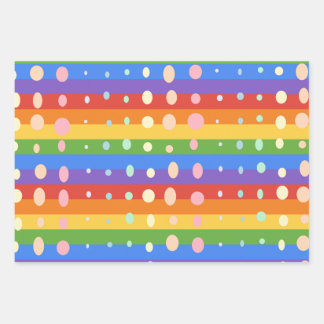 RAINBOW DOT SRIPES WRAPPING PAPER SHEETS