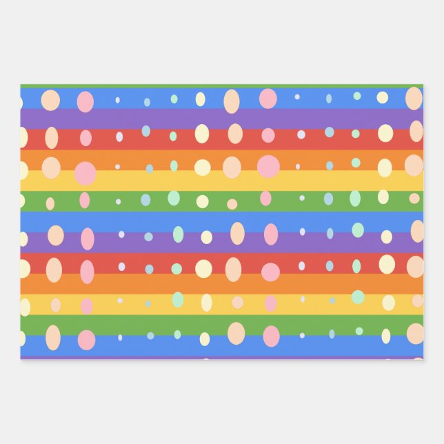 RAINBOW DOT SRIPES WRAPPING PAPER SHEETS (Front)