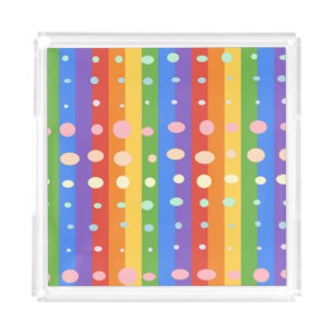 RAINBOW DOT STRIPES ACRYLIC TRAY
