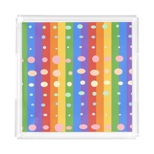 RAINBOW DOT STRIPES ACRYLIC TRAY (Front)