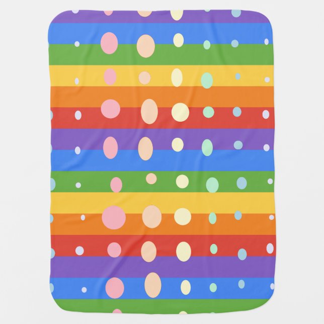 RAINBOW DOT STRIPES BABY BLANKET (Front)