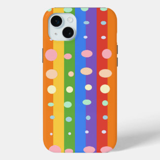 RAINBOW DOT STRIPES iPhone 15 PLUS CASE
