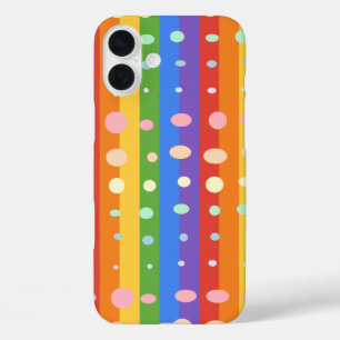 RAINBOW DOT STRIPES iPhone 16 PLUS CASE
