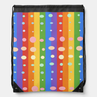 RAINBOW DOT STRIPES DRAWSTRING BAG