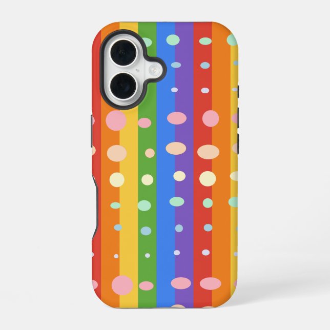 RAINBOW DOT STRIPES iPhone CASE (Back)