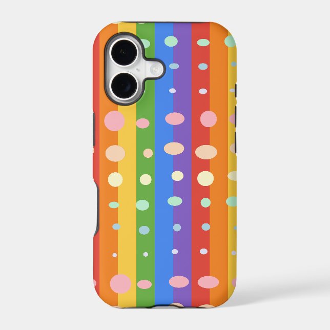 RAINBOW DOT STRIPES iPhone CASE (Back)