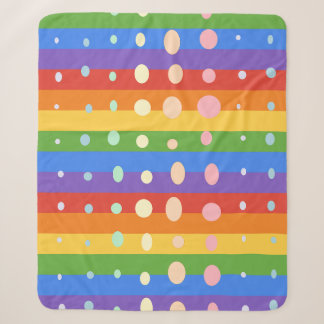 RAINBOW DOT STRIPES SHERPA BLANKET