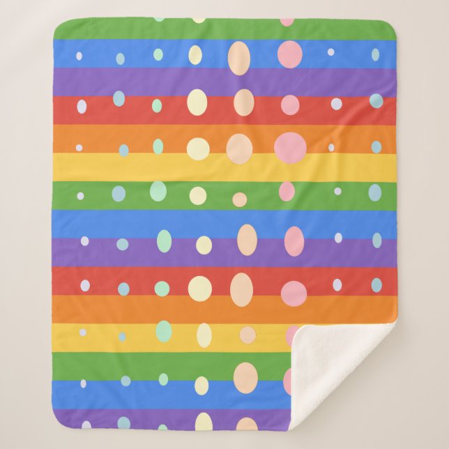 RAINBOW DOT STRIPES SHERPA BLANKET (Front)