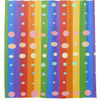 RAINBOW DOT STRIPES SHOWER CURTAIN