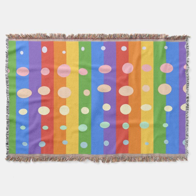 RAINBOW DOT STRIPES THROW BLANKET (Front)